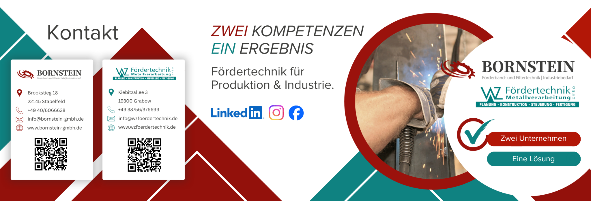 Außenseite des Kooperationsflyers für Bornstein und WZ Fördertechnik